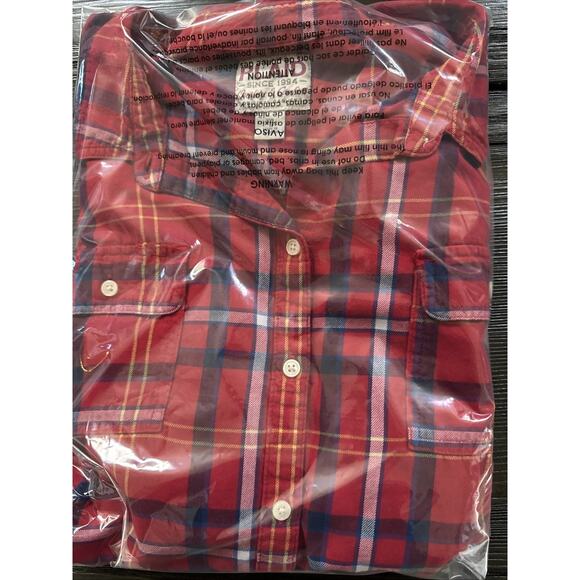 Vintage Old Navy Y2K Retro Grunge Boho Plaid Flannel Red Button Up Pockets XXL - Picture 7 of 7